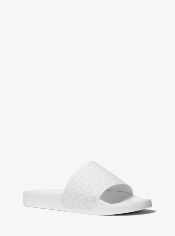 Panske Slapky Michael Kors Jake Logo Biele - Topanky Michael Kors Outlet | UKWEI-8490